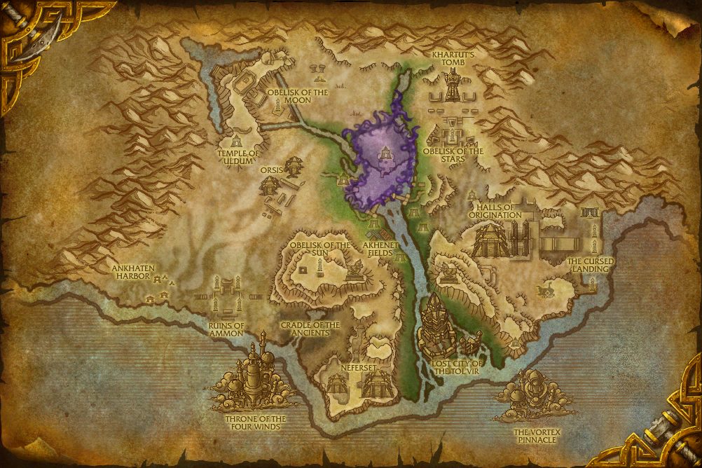Vision of the Twisting Sands zone map