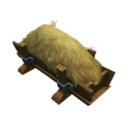 Hay-Filled Sturdy Feeding Trough